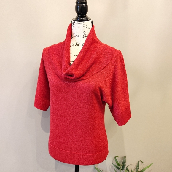 MICHAEL Michael Kors Sweaters - Michael Kors Womens Red Sparkle Cowl Neck Sweater sz XS